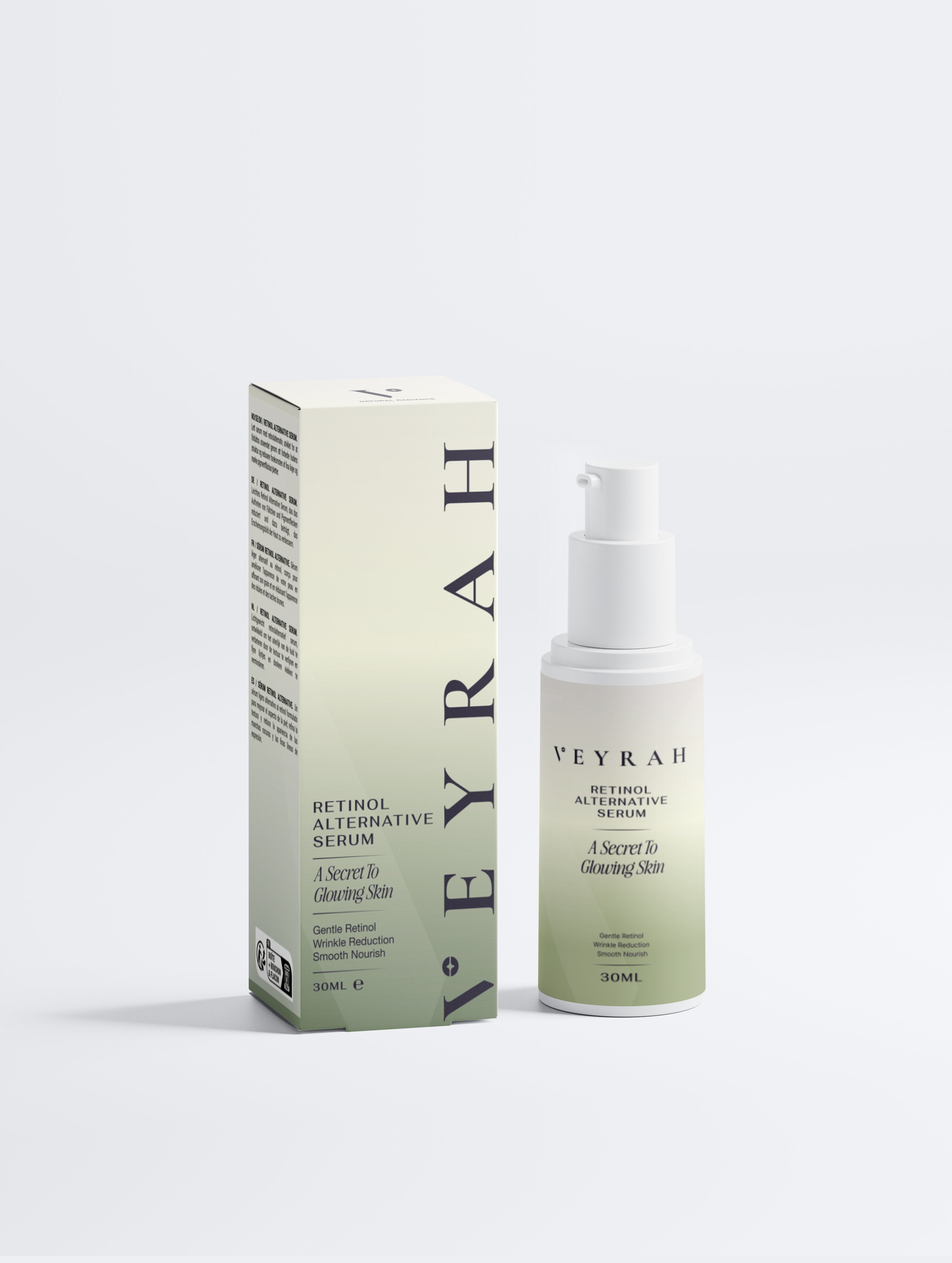VEYRAH Retinol Alternative Serum 30 ml pump bottle with green gradient packaging box